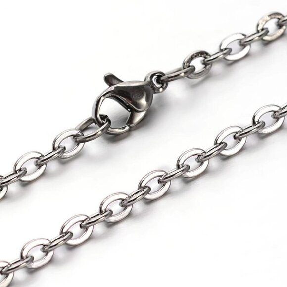 Silver Surgical Stainless Steel 3mmmm Oval Cable Chain Necklace 30" Long - Picture 1 of 2